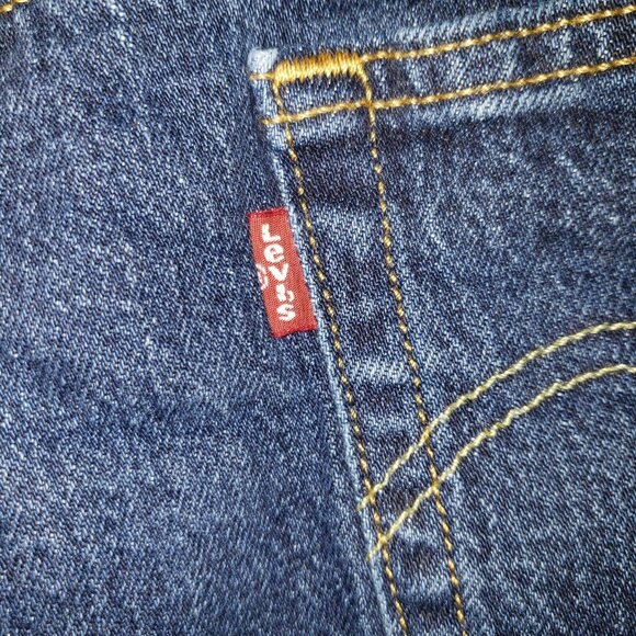 Levi's 501 Cutoff Jean Shorts Women Size W33 Dark Wash Raw Edge Western Country - Picture 14 of 16